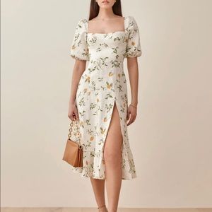 Reformation Belgium Linen Dress in Citron, Sz 2